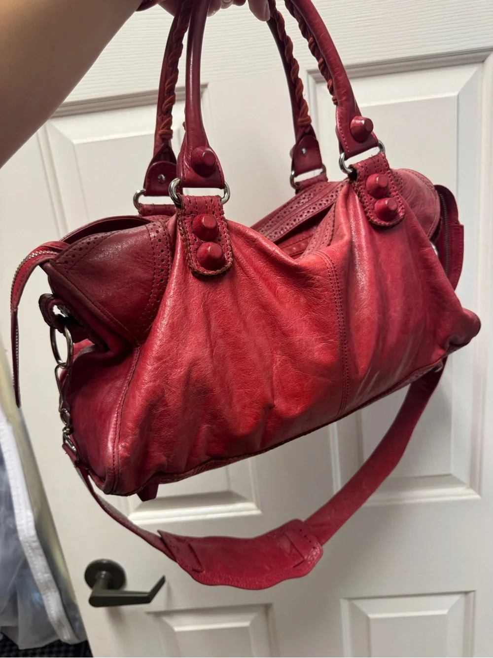Balenciaga Giant Covered Brogues Part Time Red Leather Bag Vintage